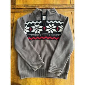 Gymboree Boys Fair Isle Snowflake Quarter-Zip Sweater M (7-8)